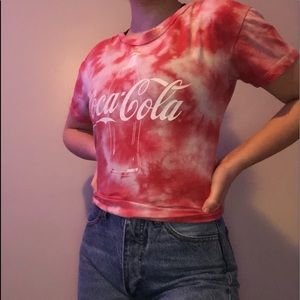 Red and white tie dye cola top